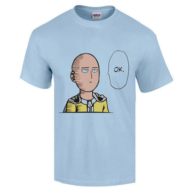 One Punch Man Print T-shirt (Blue+Red)