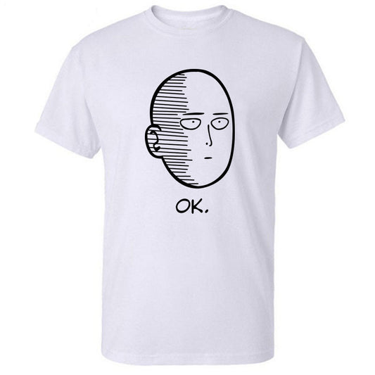 One Punch Man Printed T shirt (White)